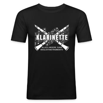 Clarinette clarinette joueur T-shirt cadeau - T-shirt près du corps Homme - noir - Devant - Nik (191cm)