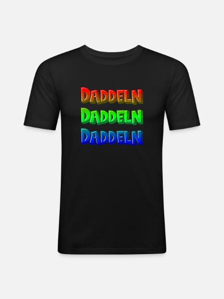 Daddeln - Gamer Design - Männer Slim Fit T-Shirt - Schwarz