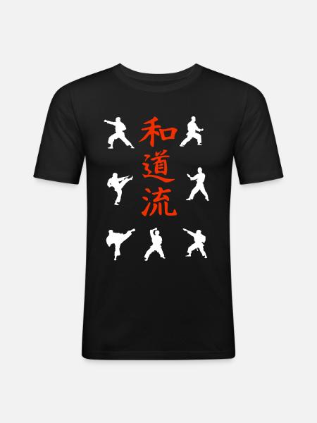 Techniques Wado-Ryu et Chemise Kanji - T-shirt près du corps Homme - noir