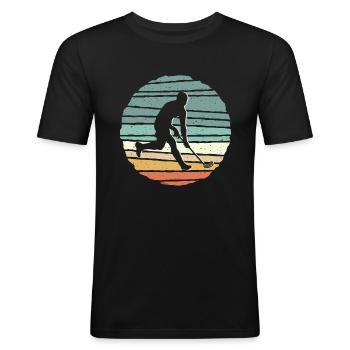Floorball Floorballer Salibandy Vintage Unihockey - Männer Slim Fit T-Shirt - Schwarz - Vorne - Nik (191cm)