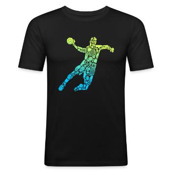 Handballer Handball Symbole Handballspieler - Männer Slim Fit T-Shirt - Schwarz - Vorne - Nik (191cm)