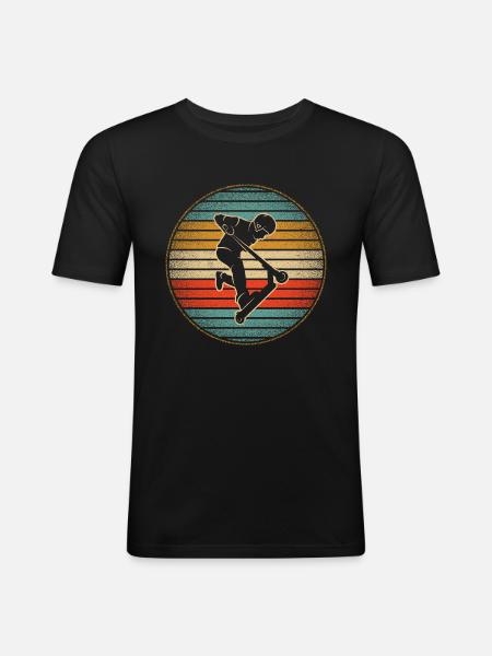 Kick Løbehjul Tricks Vintage Drenge Løbehjul - Herre Slim Fit T-Shirt - sort