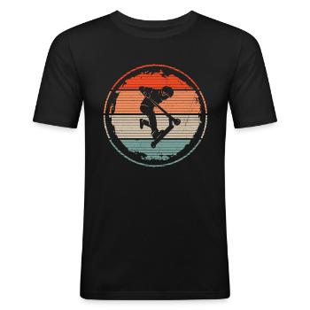 Tretroller Tricks Retro Jungen Stunt Scooter - Männer Slim Fit T-Shirt - Schwarz - Vorne - Nik (191cm)