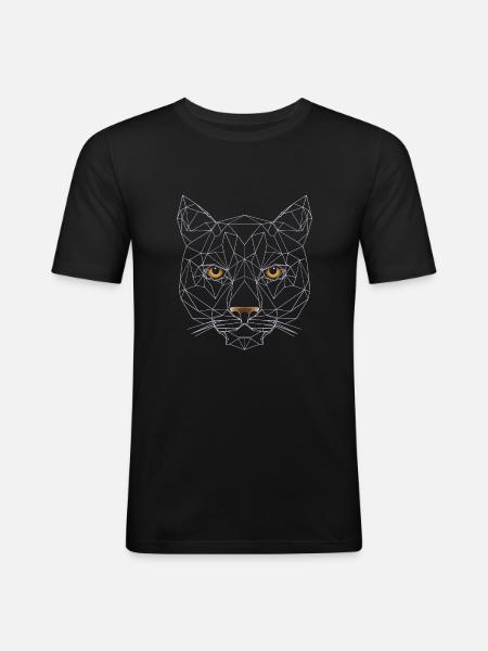 Polygon cat illustration - Men's Slim Fit T-Shirt - black