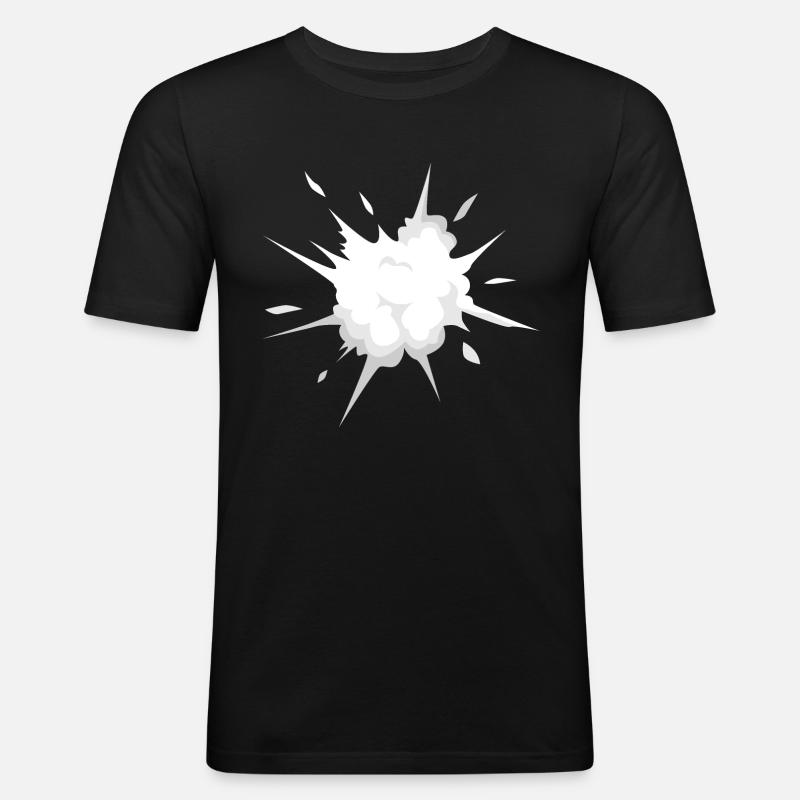 Explosion - Männer Slim Fit T-Shirt - Schwarz