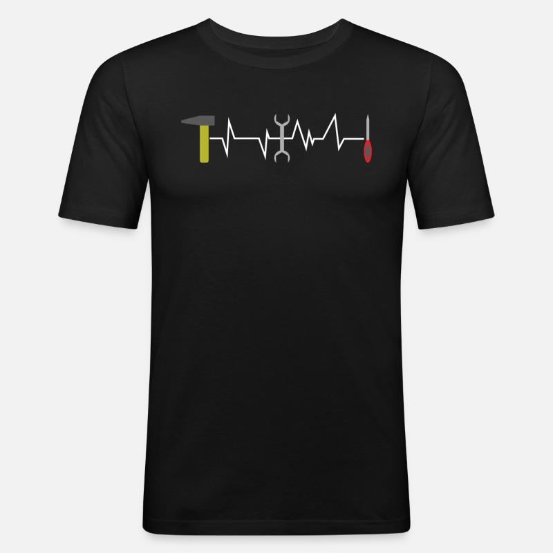 Herzschlag eines Handwerkers - Männer Slim Fit T-Shirt - Schwarz