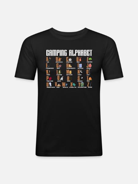 Camping Alphabet Shirt Gift - Men's Slim Fit T-Shirt - black