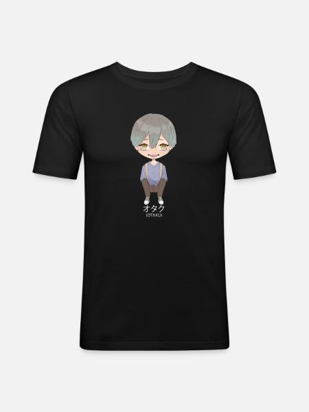 Otaku Anime Boy - Men's Slim Fit T-Shirt - black