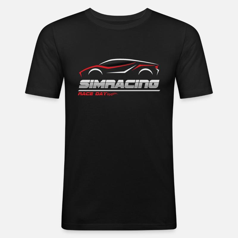 Simrace Sim Racer Simracing - Männer Slim Fit T-Shirt - Schwarz