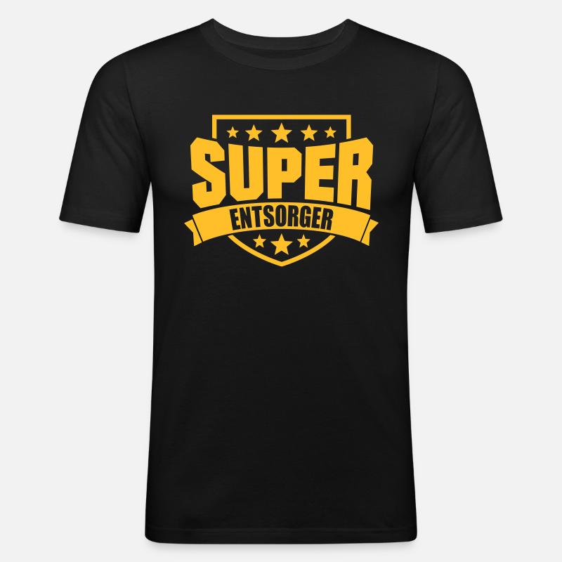 Super Entsorger - Männer Slim Fit T-Shirt - Schwarz
