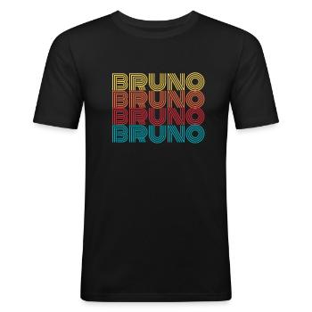 Bruno Namen Name Vornamen Namenstag Geschenk - Männer Slim Fit T-Shirt - Schwarz - Vorne - Nik (191cm)