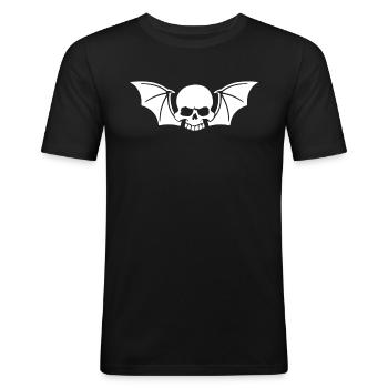 Wings Logo - Männer Slim Fit T-Shirt - Schwarz - Vorne - Nik (191cm)