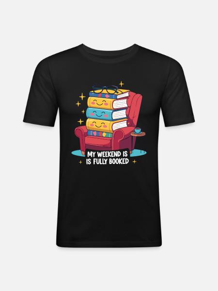 Funny Book Design – Complet - T-shirt près du corps Homme - noir
