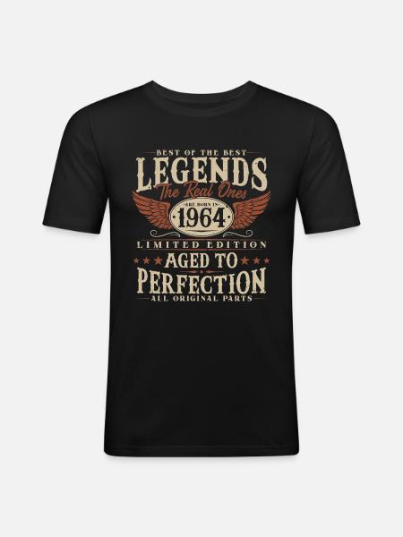 1964 Vintage Born Legends Birthday Gift - Men's Slim Fit T-Shirt - black