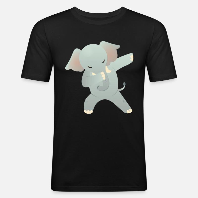 Elephant Dab Dance - Cool Gift - Men's Slim Fit T-Shirt - black
