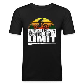 Mountainbike Limit Fahrrad Downhill MTB Fun Spruch - Männer Slim Fit T-Shirt - Schwarz - Vorne - Nik (191cm)