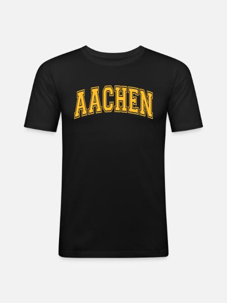 Aachen - Männer Slim Fit T-Shirt - Schwarz