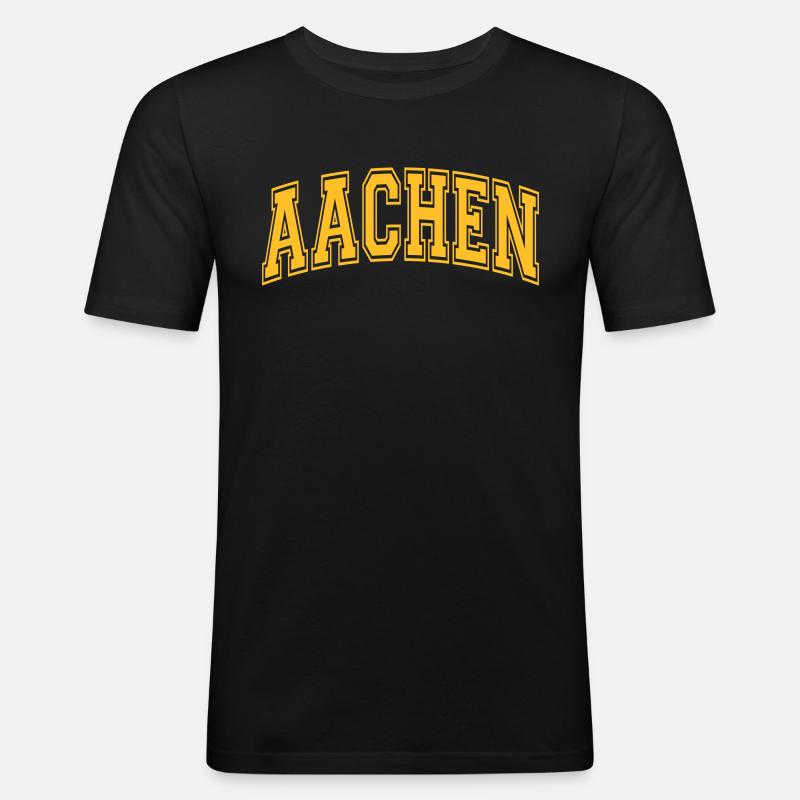Aachen - Männer Slim Fit T-Shirt - Schwarz