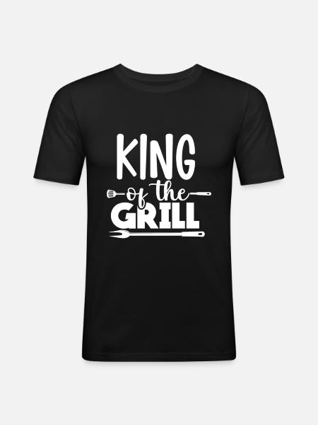 King Of The Grill - Männer Slim Fit T-Shirt - Schwarz