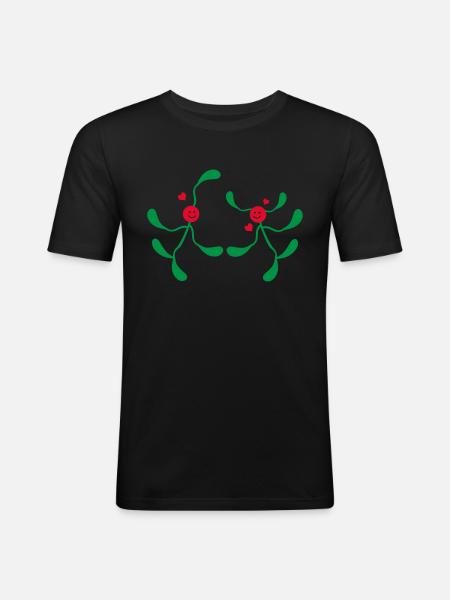 Mistletoe pairs - Men's Slim Fit T-Shirt - black