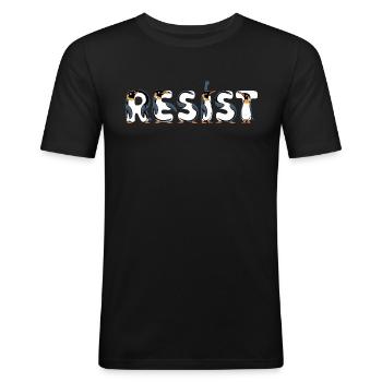 Penguin Protests Resistance Taxes - Men's Slim Fit T-Shirt - black - Front - Nik (191cm)