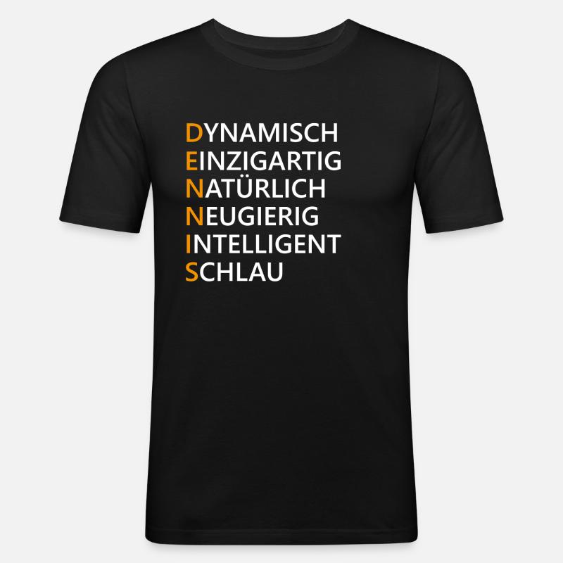 Dennis Name Geschenk - Männer Slim Fit T-Shirt - Schwarz