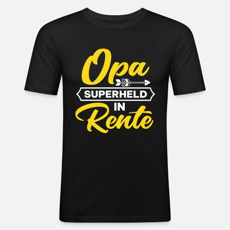 Opa Superheld in Rente Spruch - Männer Slim Fit T-Shirt - Schwarz