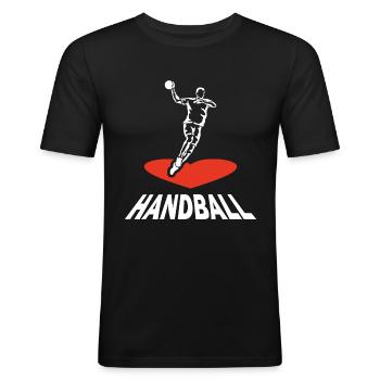 ich liebe Handball Handballer Geschenk - Männer Slim Fit T-Shirt - Schwarz - Vorne - Nik (191cm)