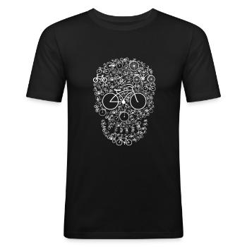 Bicycle Skull - Männer Slim Fit T-Shirt - Schwarz - Vorne - Nik (191cm)