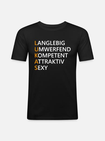 Lukas Name Geschenk - Männer Slim Fit T-Shirt - Schwarz