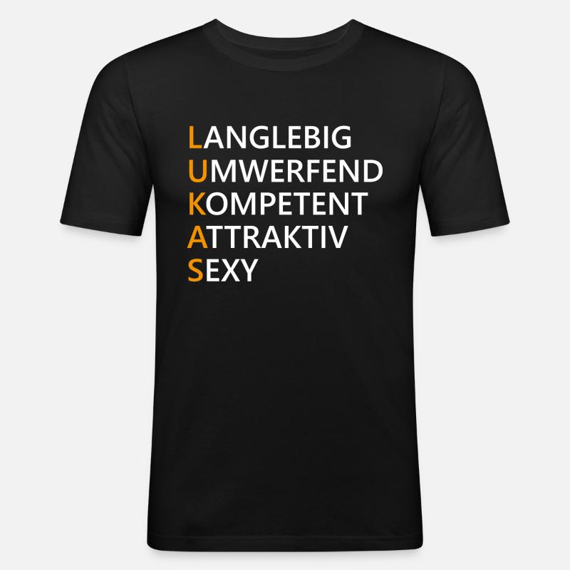 Lukas Name Geschenk - Männer Slim Fit T-Shirt - Schwarz