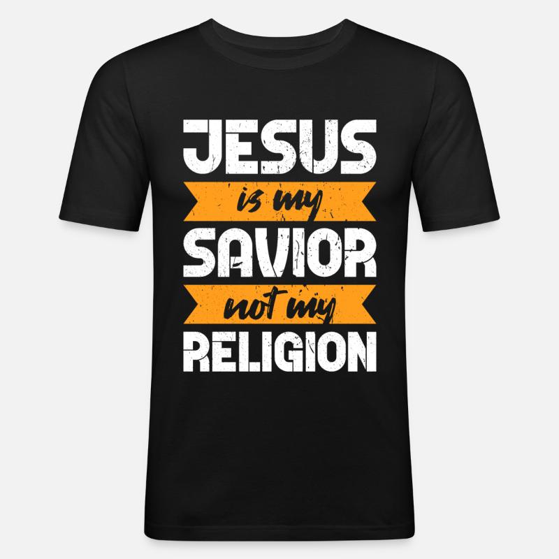 Jesus Christus - Männer Slim Fit T-Shirt - Schwarz