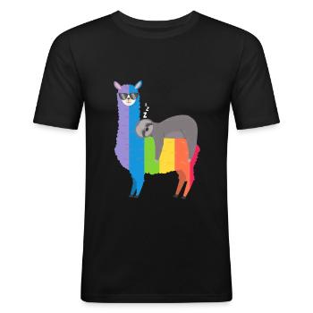 Gay Pride Alpaka Faultier - Männer Slim Fit T-Shirt - Schwarz - Vorne - Nik (191cm)