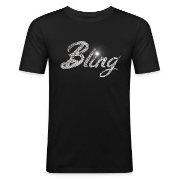 Bling Glitzer Party - Männer Slim Fit T-Shirt - Schwarz - Vorne - Nik (191cm)