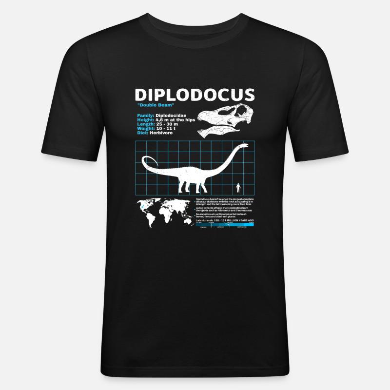 Fiche technique du Diplodocus - T-shirt près du corps Homme - noir