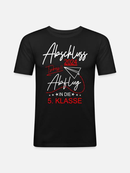 Abschluss 2024 Grundschule - Männer Slim Fit T-Shirt - Schwarz
