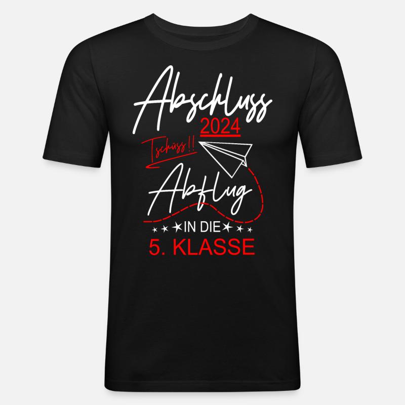 Abschluss 2024 Grundschule - Männer Slim Fit T-Shirt - Schwarz