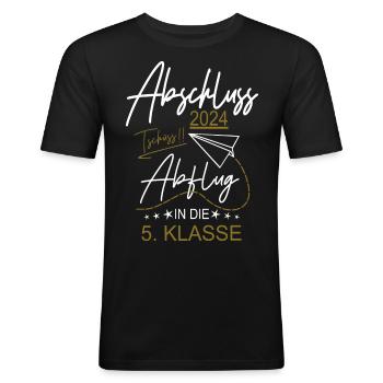 Abschluss 2024 Grundschule - Männer Slim Fit T-Shirt - Schwarz - Vorne - Nik (191cm)
