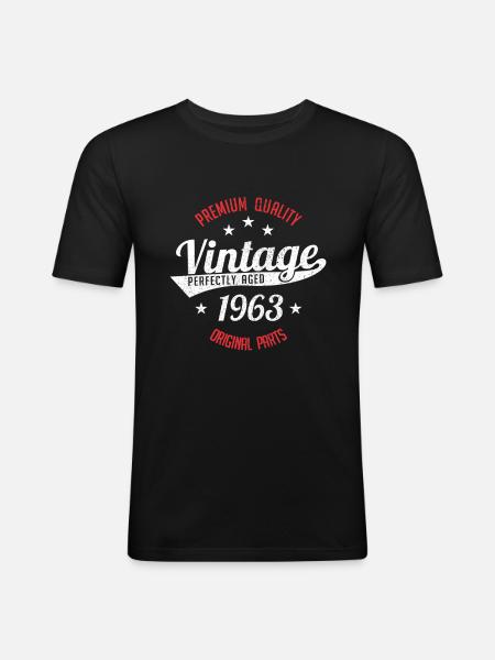 1963 - Männer Slim Fit T-Shirt - Schwarz