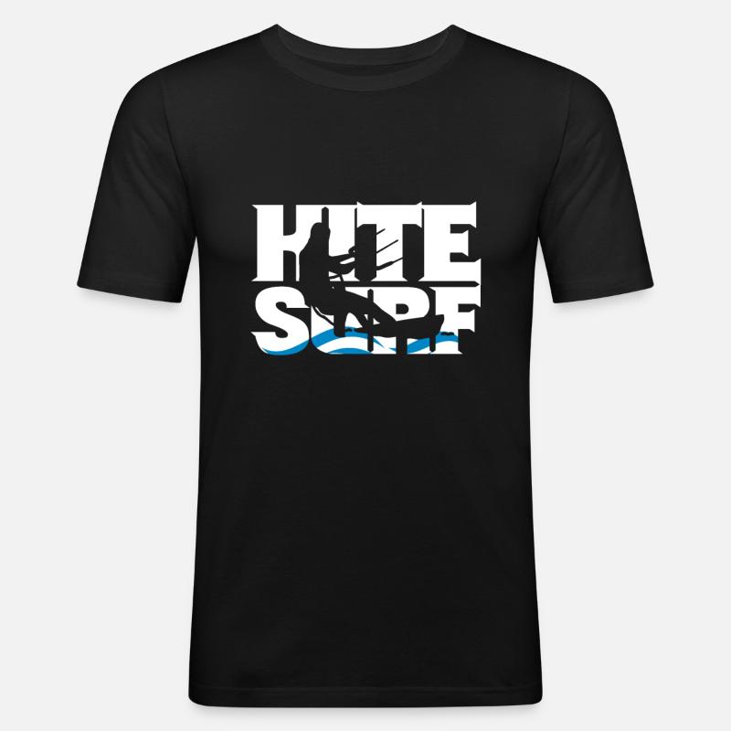 Kiteboard - Männer Slim Fit T-Shirt - Schwarz