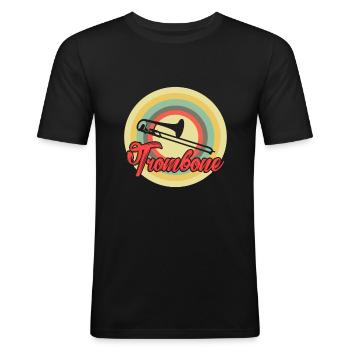trombone - T-shirt près du corps Homme - noir - Devant - Nik (191cm)