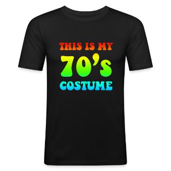 70er Jahre - Männer Slim Fit T-Shirt - Schwarz - Vorne - Nik (191cm)