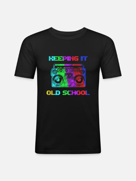 Old School - Männer Slim Fit T-Shirt - Schwarz