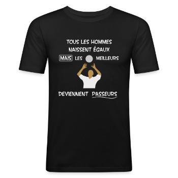 volleyball - Humour - T-shirt près du corps Homme - noir - Devant - Nik (191cm)