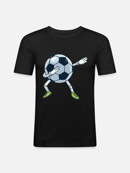 Dabbing Fußball - Männer Slim Fit T-Shirt - Schwarz