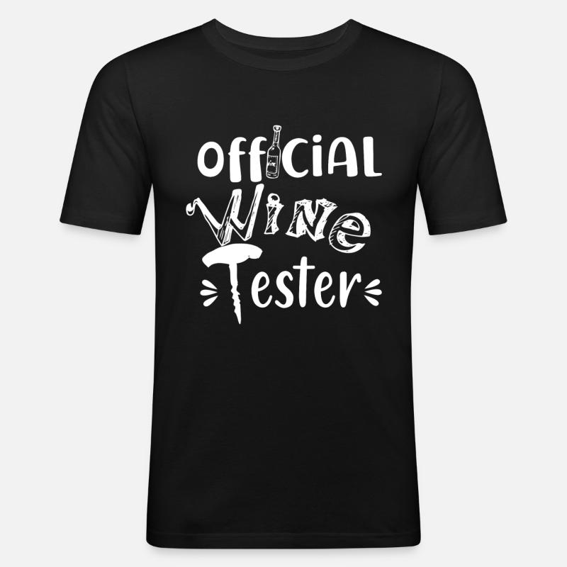 Wein - Männer Slim Fit T-Shirt - Schwarz