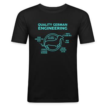Dackel - Männer Slim Fit T-Shirt - Schwarz - Vorne - Nik (191cm)