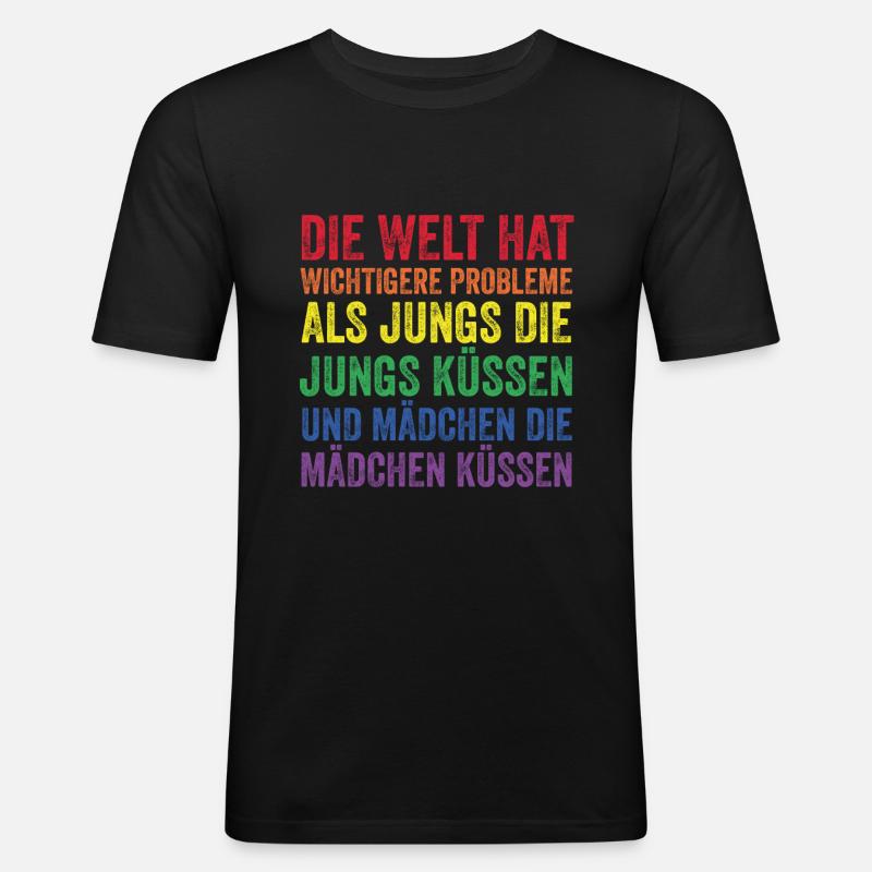 Regenbogenfahne - Männer Slim Fit T-Shirt - Schwarz