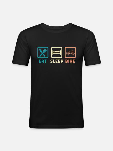 Eat Sleep Bike - Männer Slim Fit T-Shirt - Schwarz