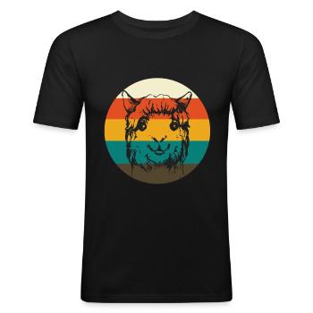 ALPACA ALPAKA - Männer Slim Fit T-Shirt - Schwarz - Vorne - Nik (191cm)
